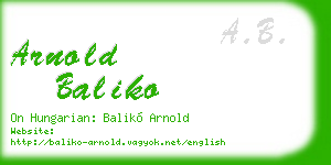 arnold baliko business card