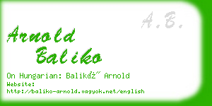 arnold baliko business card